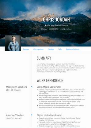 Social Media Coordinator Resume Sample and Template