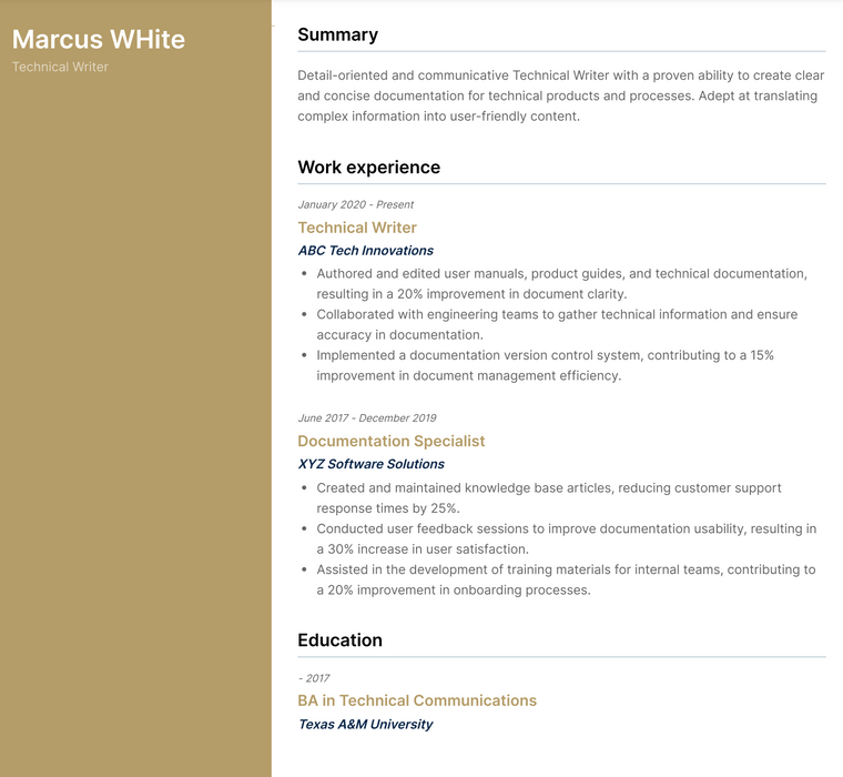 Google Docs CV Template - Quartz