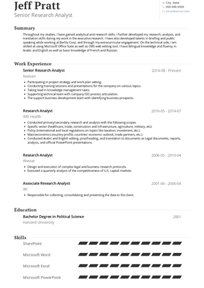 Senior Research Analyst Resume Sample and Template