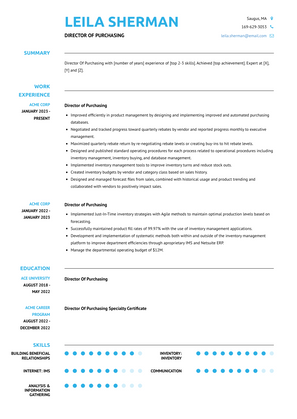 Director Of Purchasing Resume Sample and Template