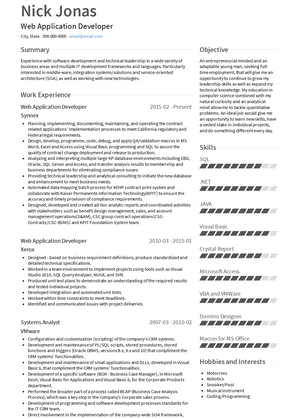 Web Application Developer Resume Sample and Template