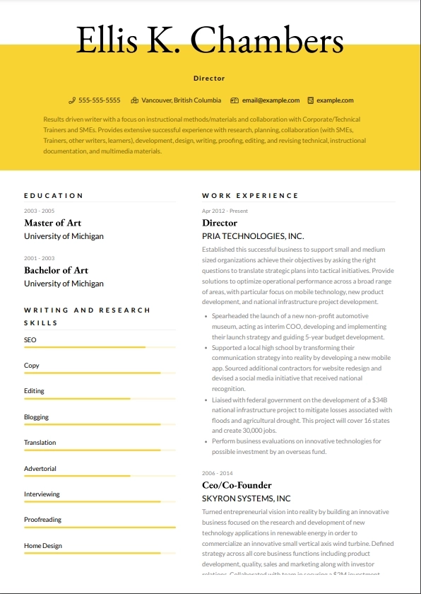 Finnish Resume Example for Executives