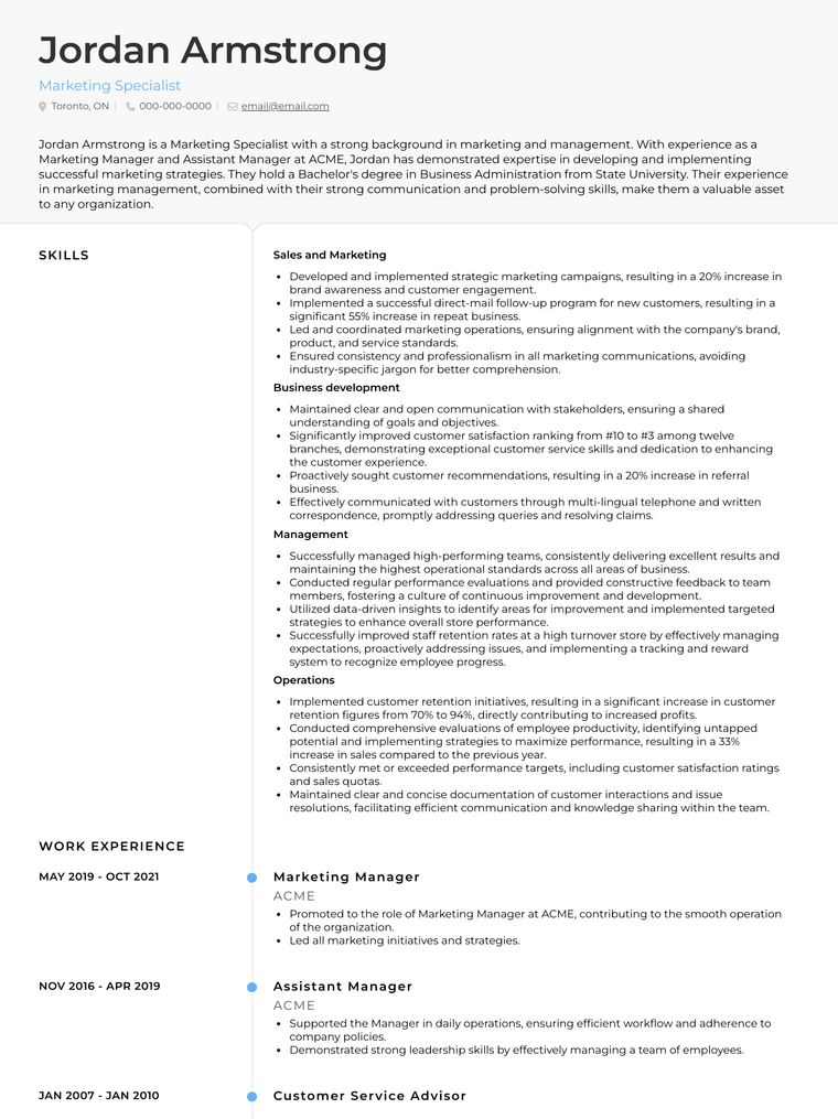 Hybrid Resume Template Example: Air