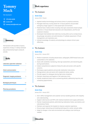 Vet Assistant Resume Sample and Template