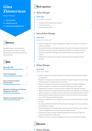 Release Manager Resume Sample and Template