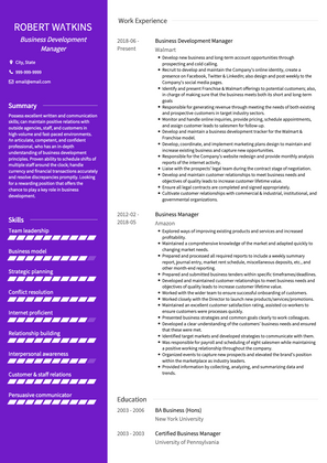 Business Manager CV Example and Template