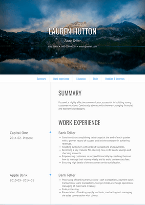 Bank Teller Resume Sample and Template