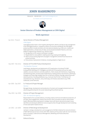 Senior Director Of Product Management Resume Sample and Template