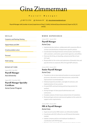 Payroll Manager Resume Sample and Template