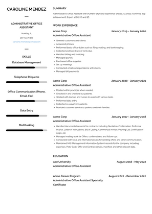 Administrative Office Assistant Resume Sample and Template