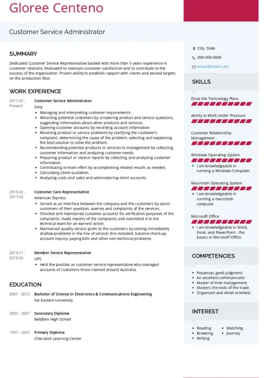 Customer Service Resume Objective Examples