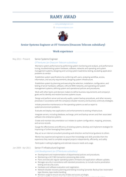 Senior Systems Engineer Resume Sample and Template