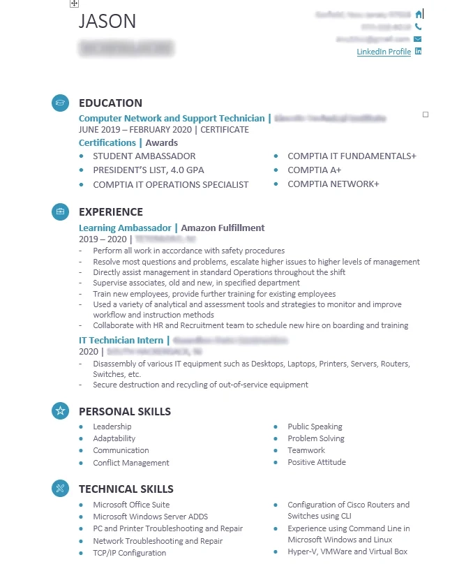 it support resume entry level