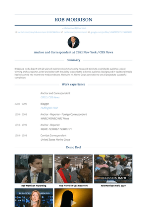 Anchor And Correspondent Resume Sample and Template