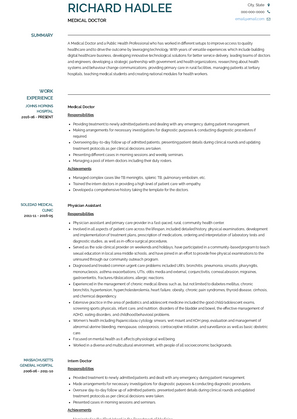 Medical Doctor Resume Sample and Template