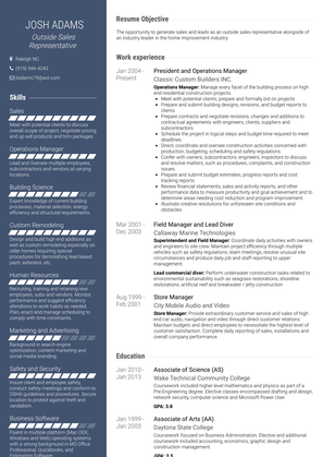 President And Operations Manager Resume Sample and Template