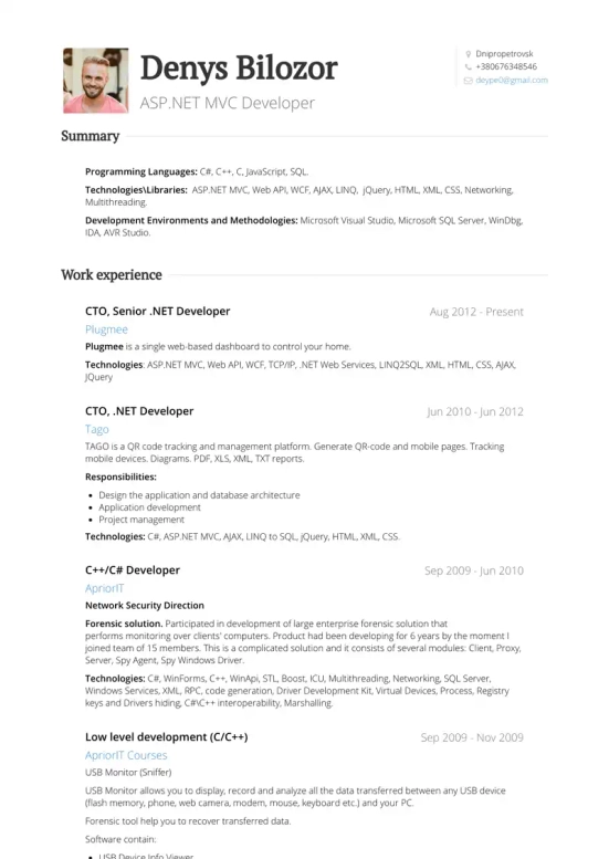 sql server resume skills