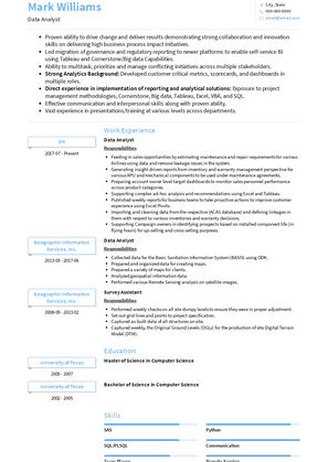 Data Analyst Resume Sample and Template