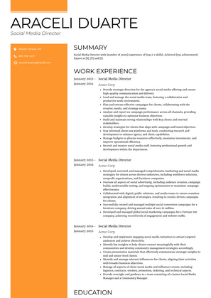 Social Media Director Resume Sample and Template