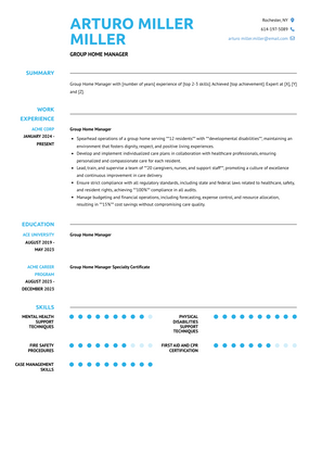 Group Home Manager Resume Sample and Template