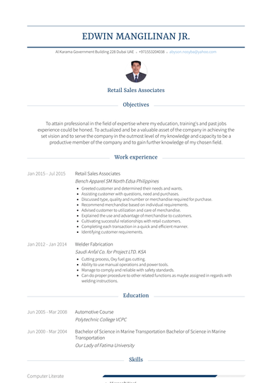 Retail Sales Associates Resume Sample and Template