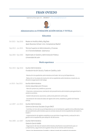 Auxiliar Administrativo Resume Sample and Template