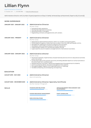 Administrative Director Resume Sample and Template