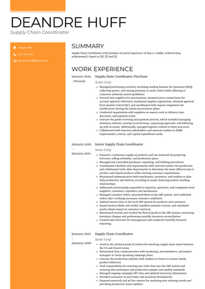 Supply Chain Coordinator Resume Sample and Template