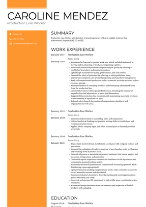 Production Line Worker Resume Sample and Template
