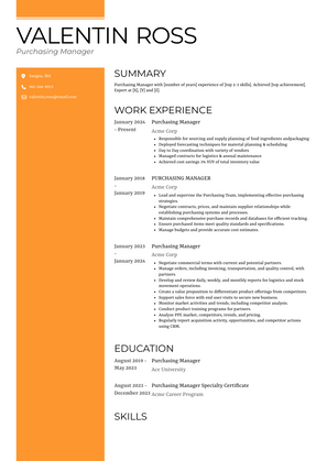 Purchasing Manager Resume Sample and Template