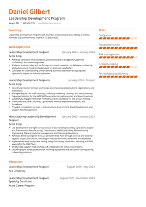 Leadership Development Program Resume Sample and Template