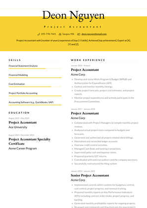 Project Accountant Resume Sample and Template