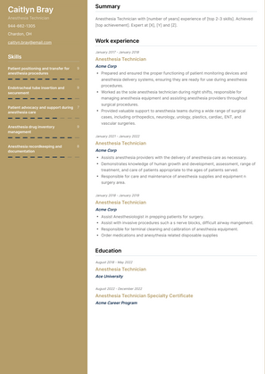 Anesthesia Technician Resume Sample and Template