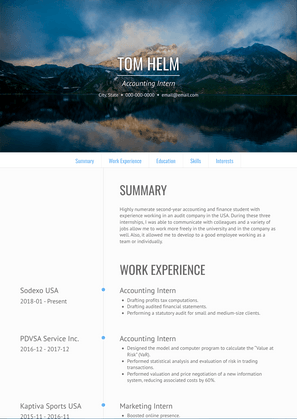 Accounting Intern Resume Sample and Template