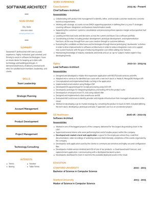Chief Software Architect Resume Sample and Template
