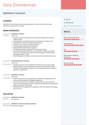 Ophthalmic Technician Resume Sample and Template