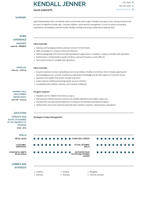 Sales Associate Resume Sample and Template