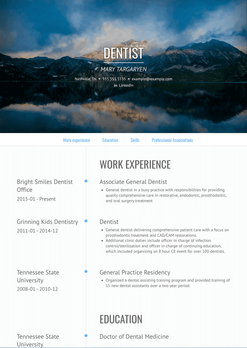 Dentist Resume Sample and Template