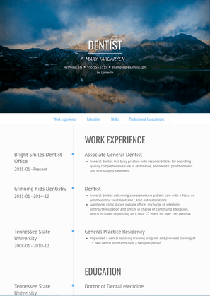 Dentist Resume Sample and Template