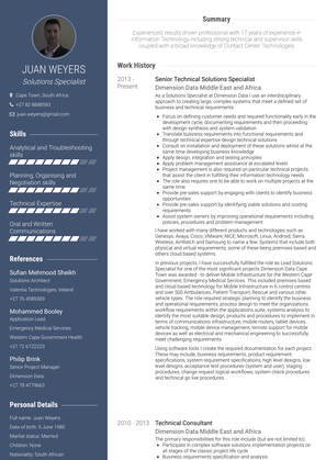 Technical Consultant Resume Sample and Template