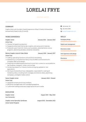 Graphic Artist Resume Sample and Template