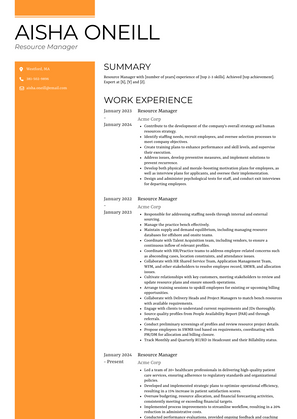 Resource Manager Resume Sample and Template