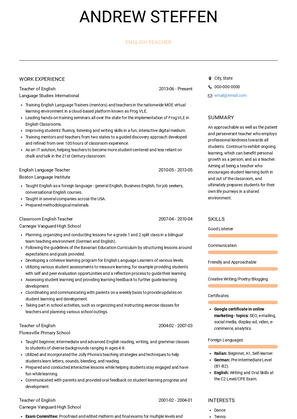 English Teacher Resume Sample and Template