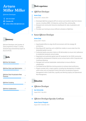 Qlikview Developer Resume Sample and Template