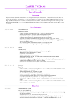 Caterer Resume Sample and Template