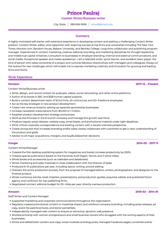 technical writing resume skills examples