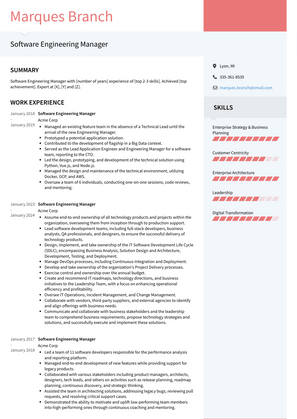Software Engineering Manager Resume Sample and Template
