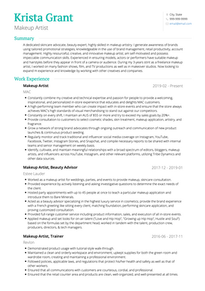 Makeup Artist CV Example and Template