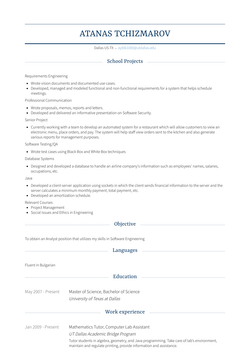 Mathematics Tutor, Computer Lab Assistant Resume Sample and Template