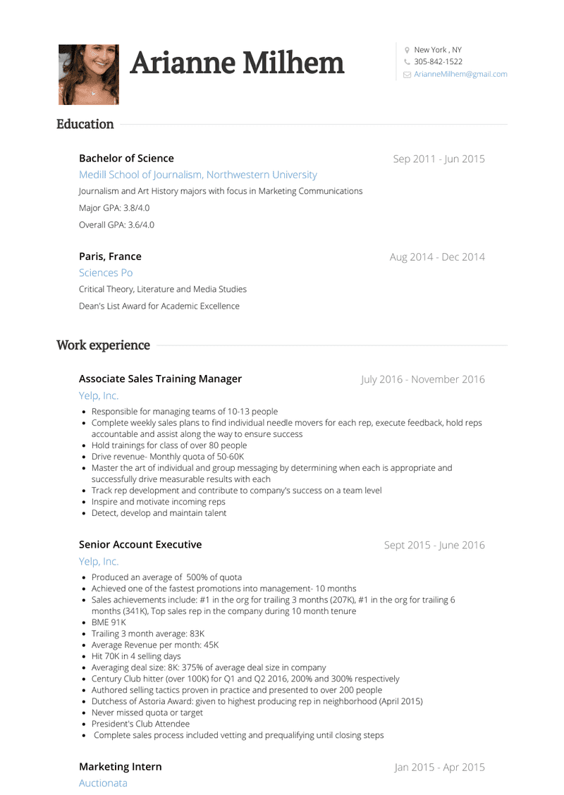 marketing intern resume examples